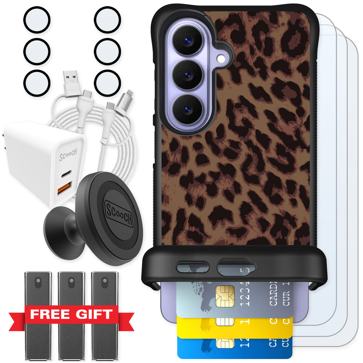 Scooch Wingmate Luxe Leopard for Galaxy S26 — Ultimate Bundle