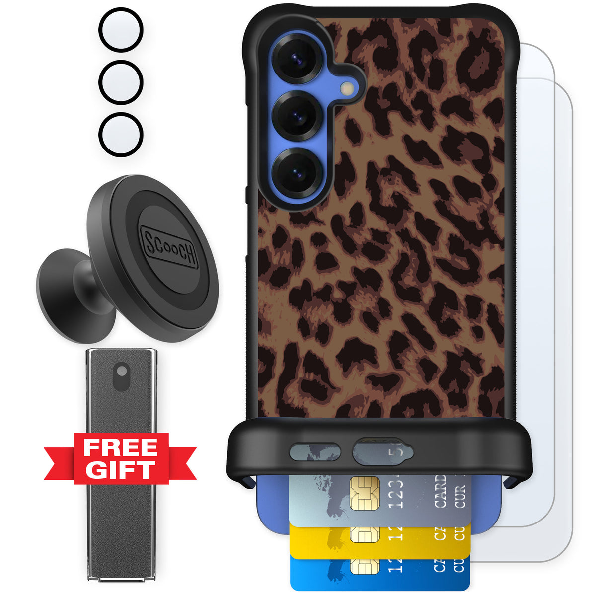 Scooch Wingmate Luxe Leopard for Galaxy S25+ — Defender Bundle