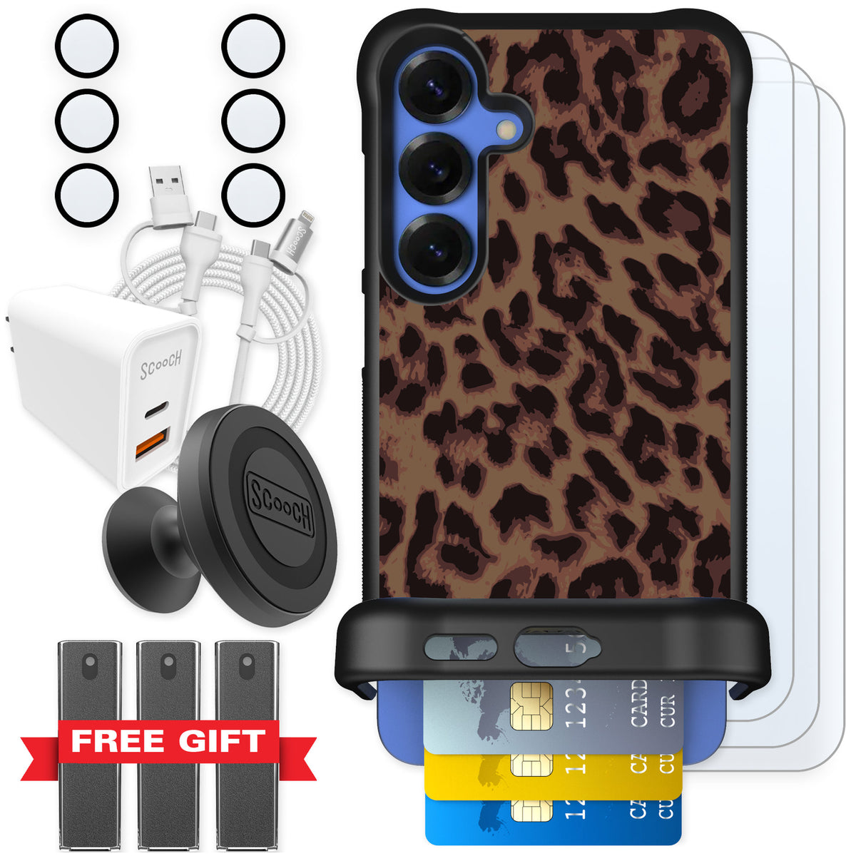 Scooch Wingmate Luxe Leopard for Galaxy S25+ — Ultimate Bundle