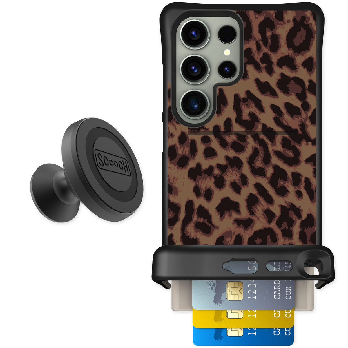 Scooch Wingmate Luxe Leopard for Galaxy S24 Ultra — Starter Bundle