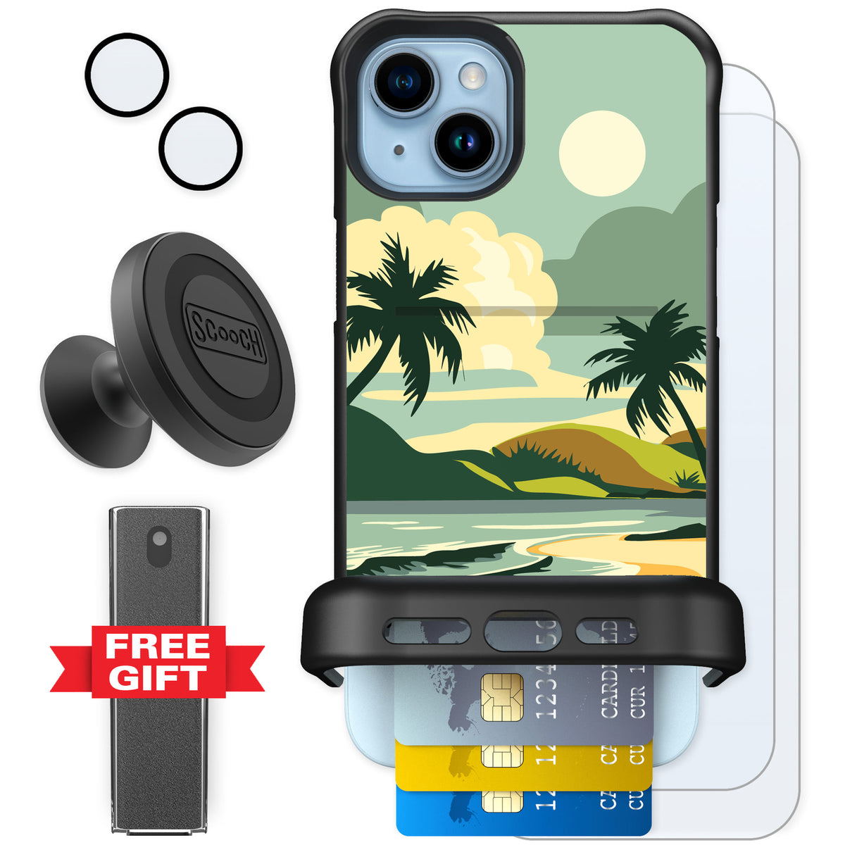 Scooch Wingmate Paradise Cove for iPhone 15 Plus β Defender Bundle