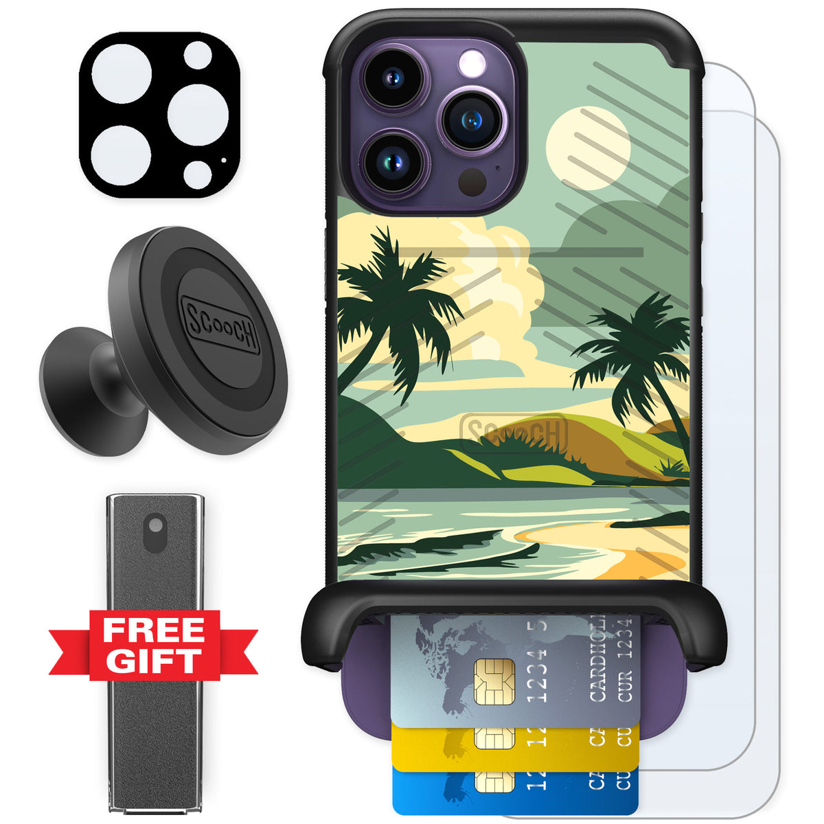 Scooch Wingmate Paradise Cove for iPhone 14 Pro Max β Defender Bundle