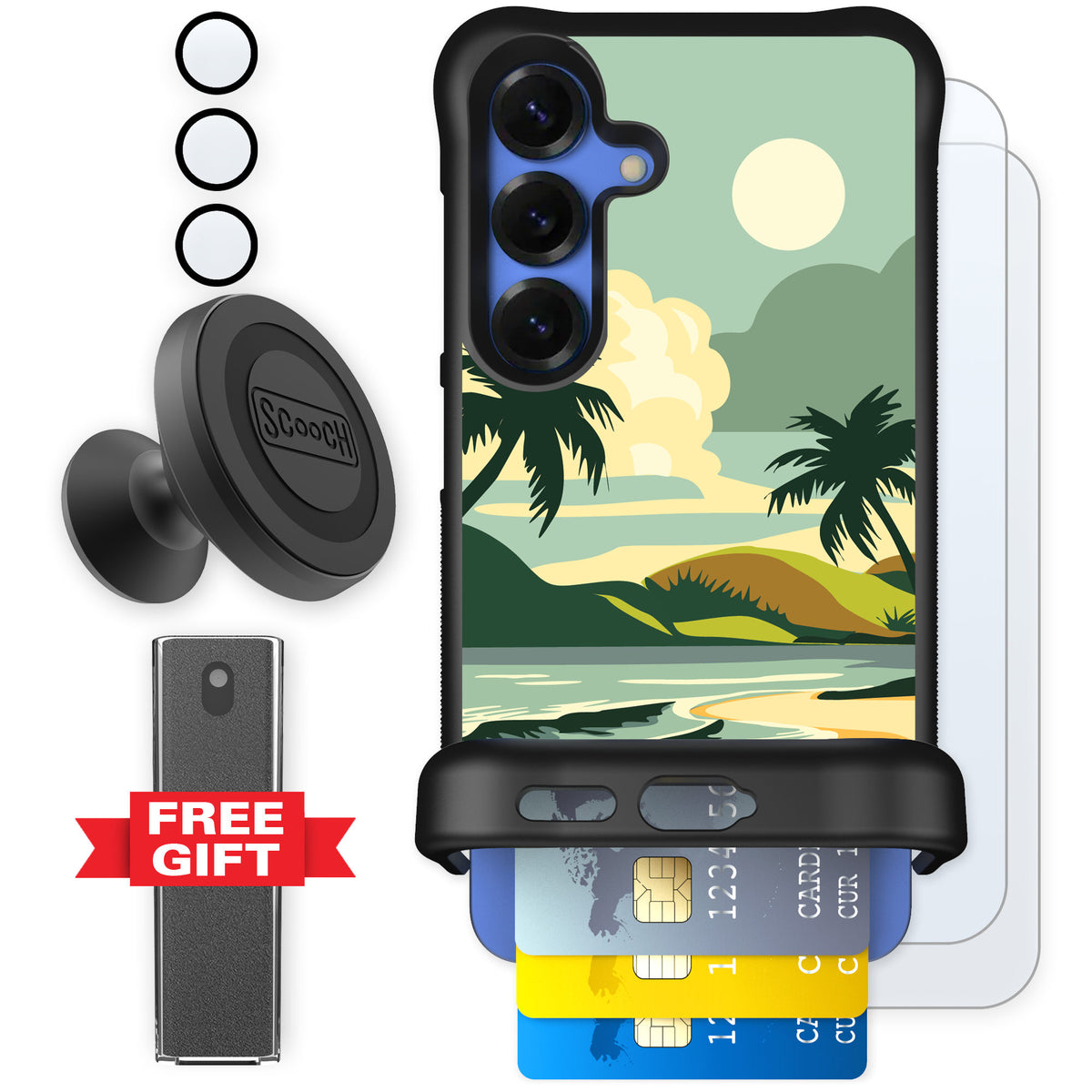 Scooch Wingmate Paradise Cove for Galaxy S25 β Defender Bundle