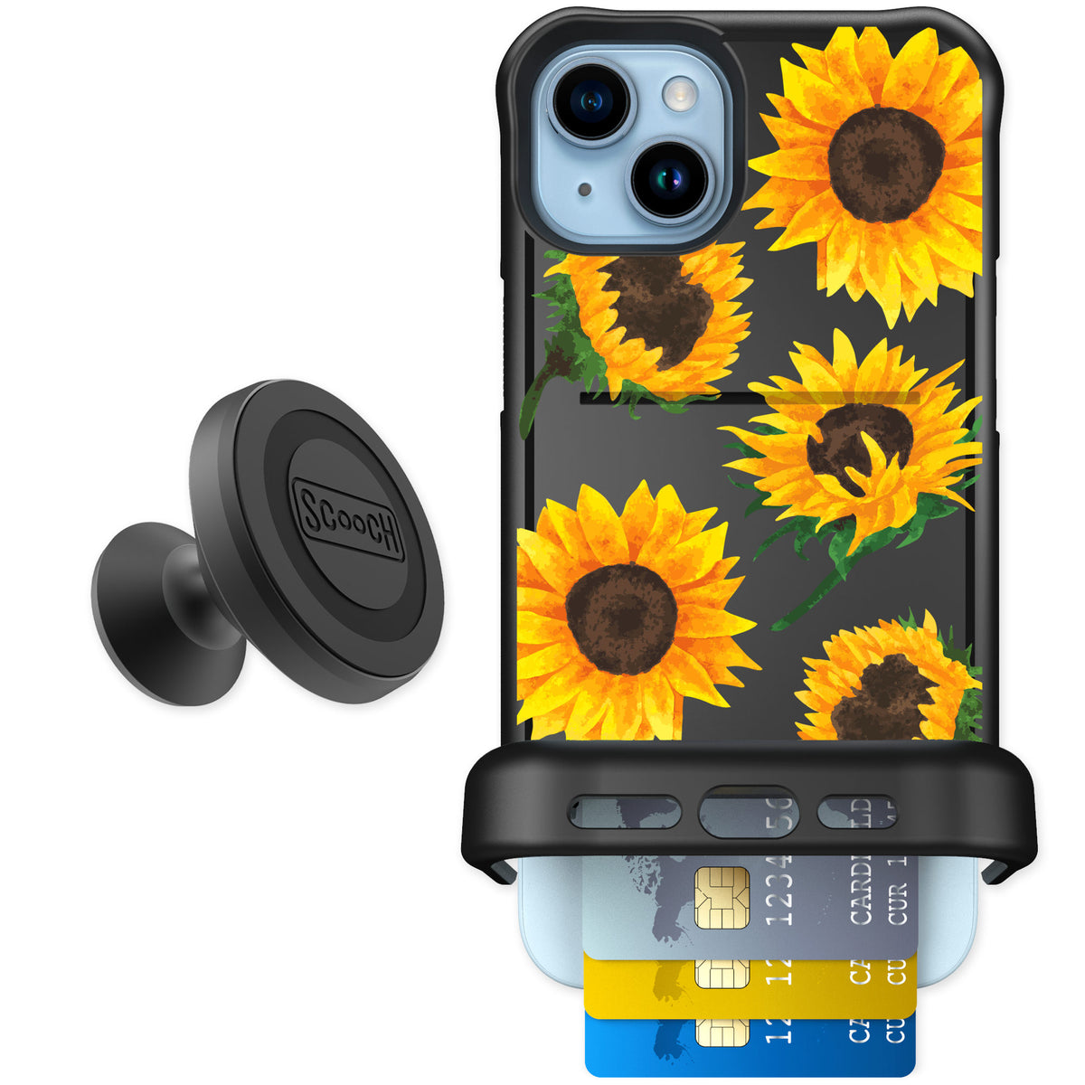 Scooch Wingmate Sunflower Frenzy for iPhone 14 Plus β Starter Bundle