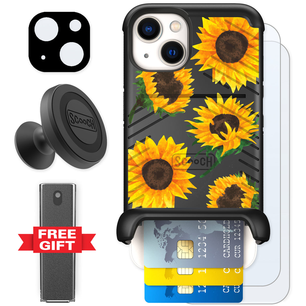 Scooch Wingmate Sunflower Frenzy for iPhone 13 β Defender Bundle