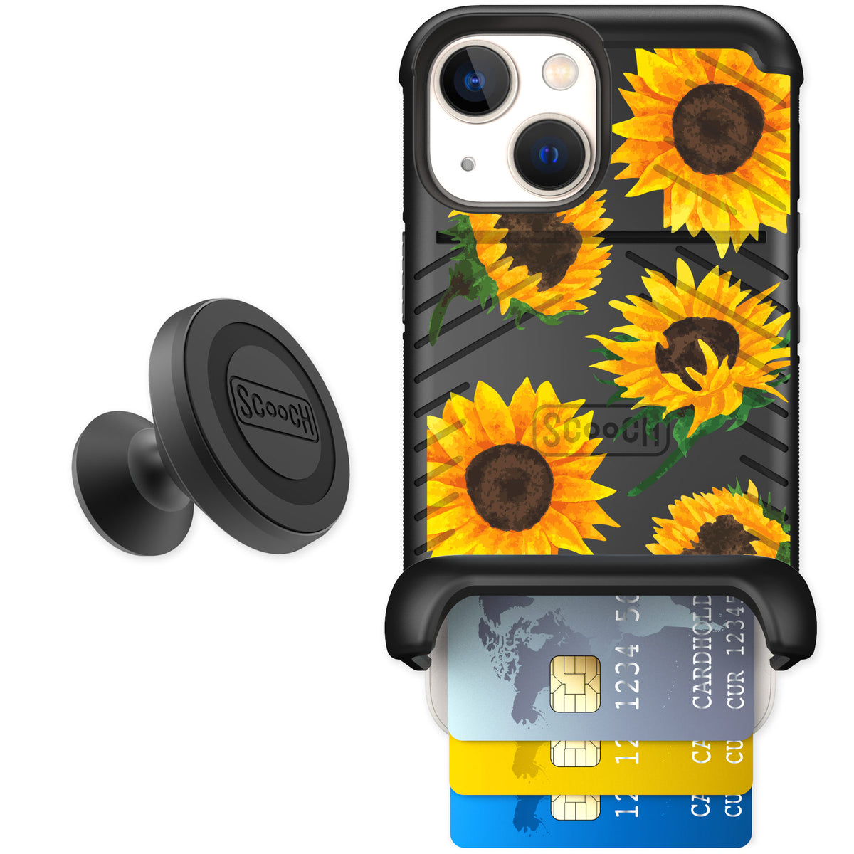 Scooch Wingmate Sunflower Frenzy for iPhone 13 mini β Starter Bundle