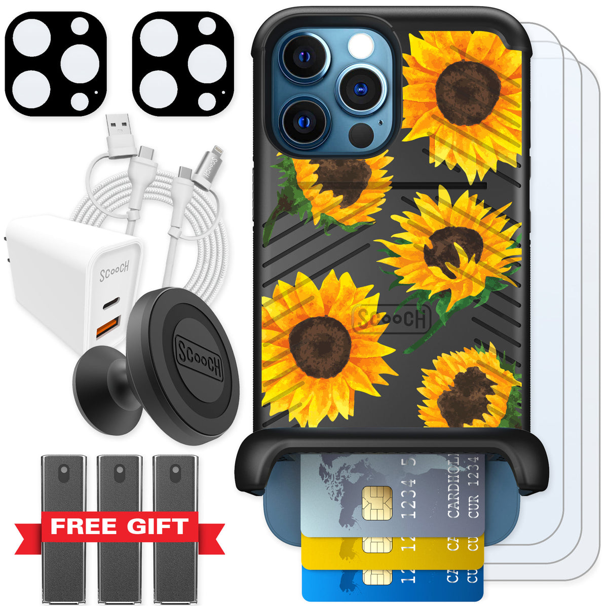 Scooch Wingmate Sunflower Frenzy for iPhone 12 Pro β Ultimate Bundle