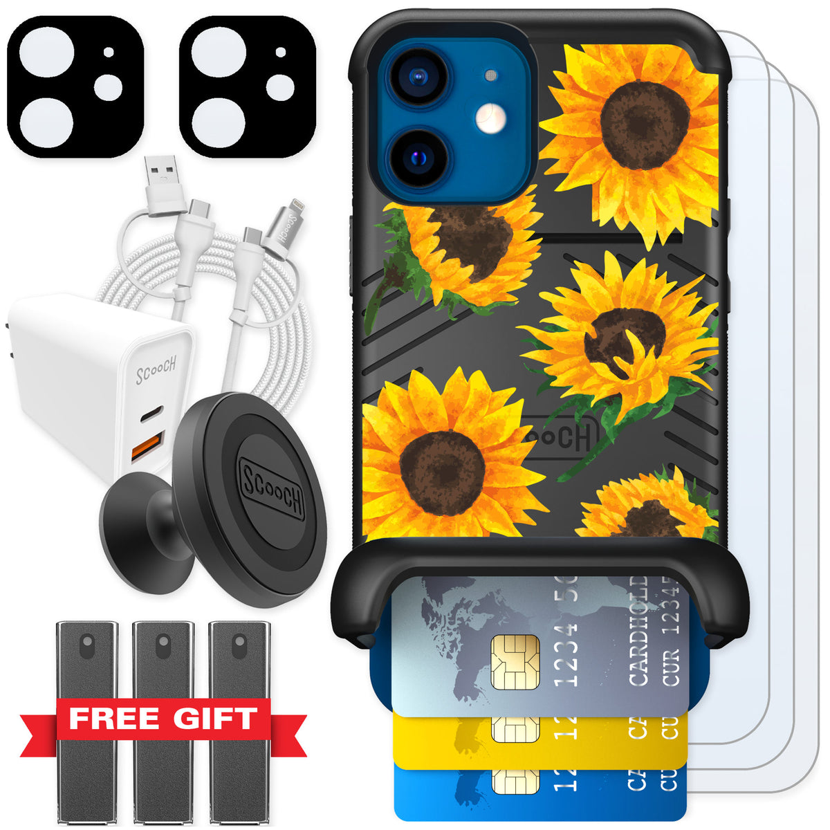 Scooch Wingmate Sunflower Frenzy for iPhone 12 mini β Ultimate Bundle