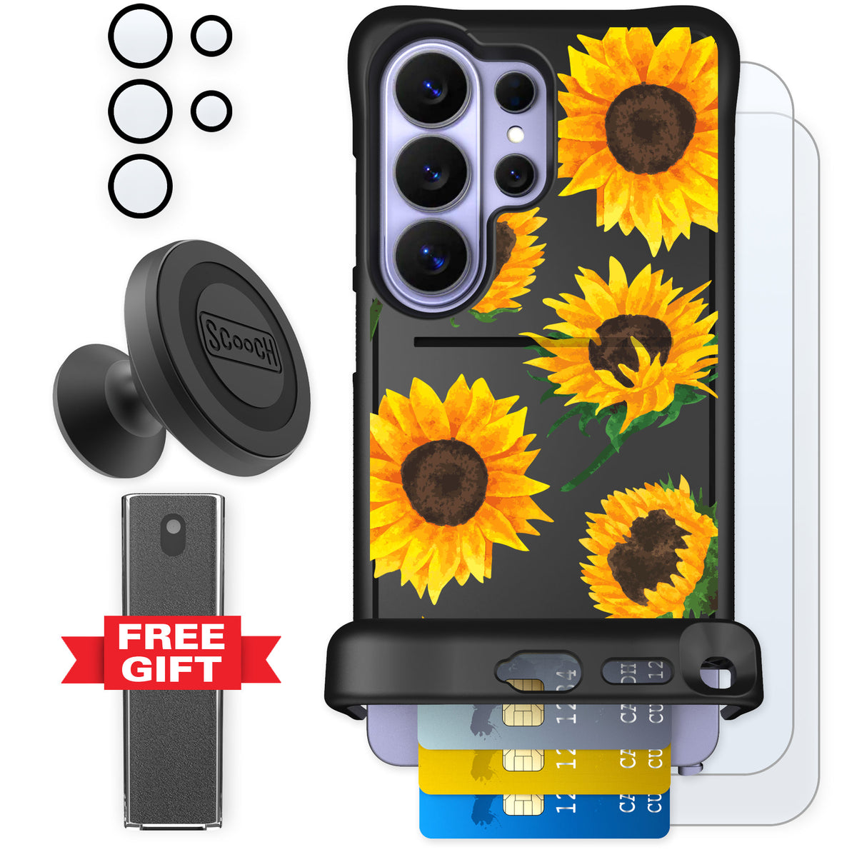 Scooch Wingmate Sunflower Frenzy for Galaxy S26 Ultra β Defender Bundle
