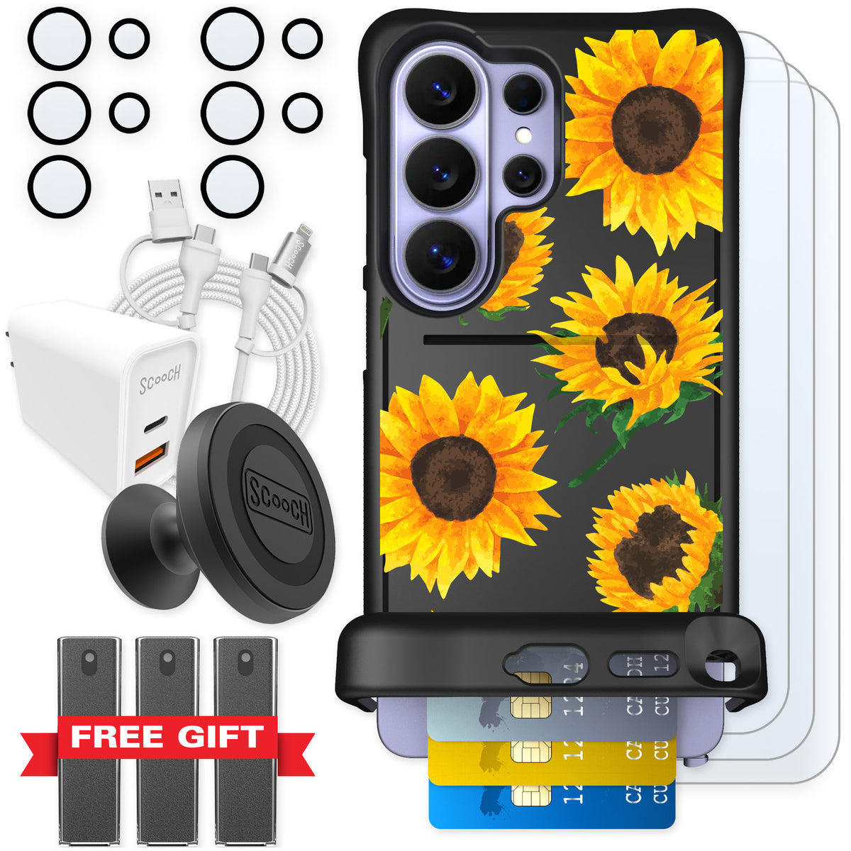 Scooch Wingmate Sunflower Frenzy for Galaxy S26 Ultra β Ultimate Bundle