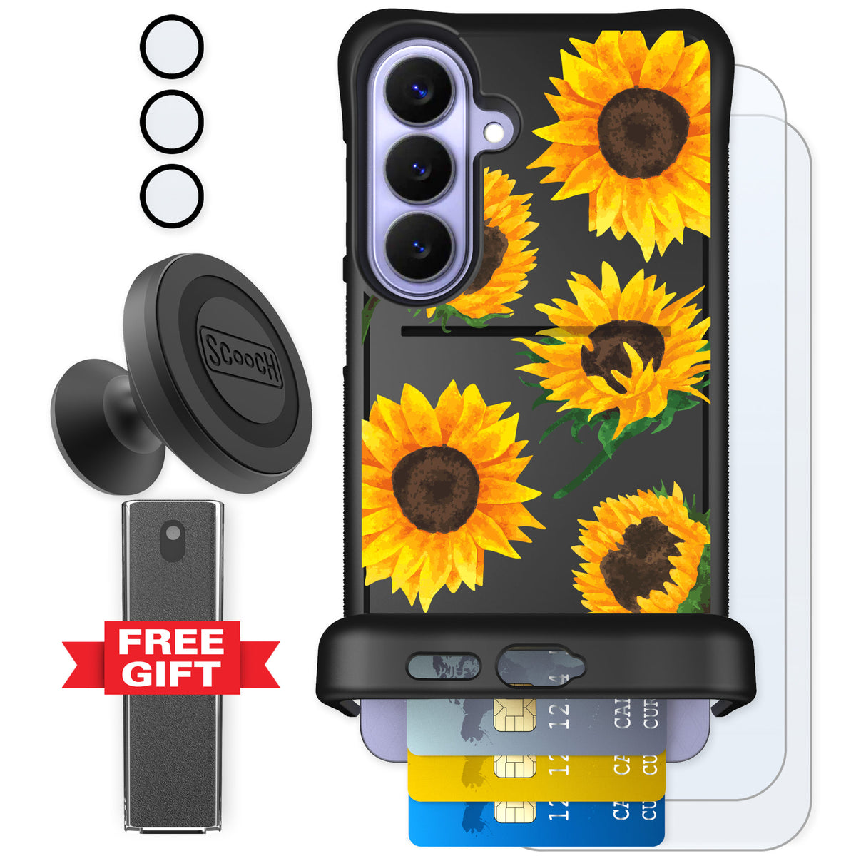 Scooch Wingmate Sunflower Frenzy for Galaxy S26+ β Defender Bundle