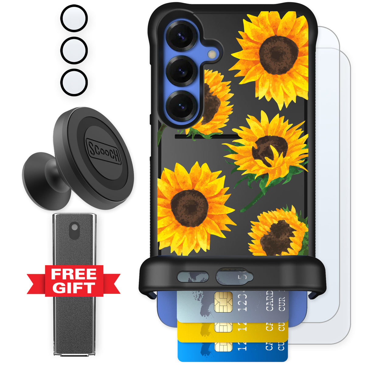 Scooch Wingmate Sunflower Frenzy for Galaxy S25+ β Defender Bundle
