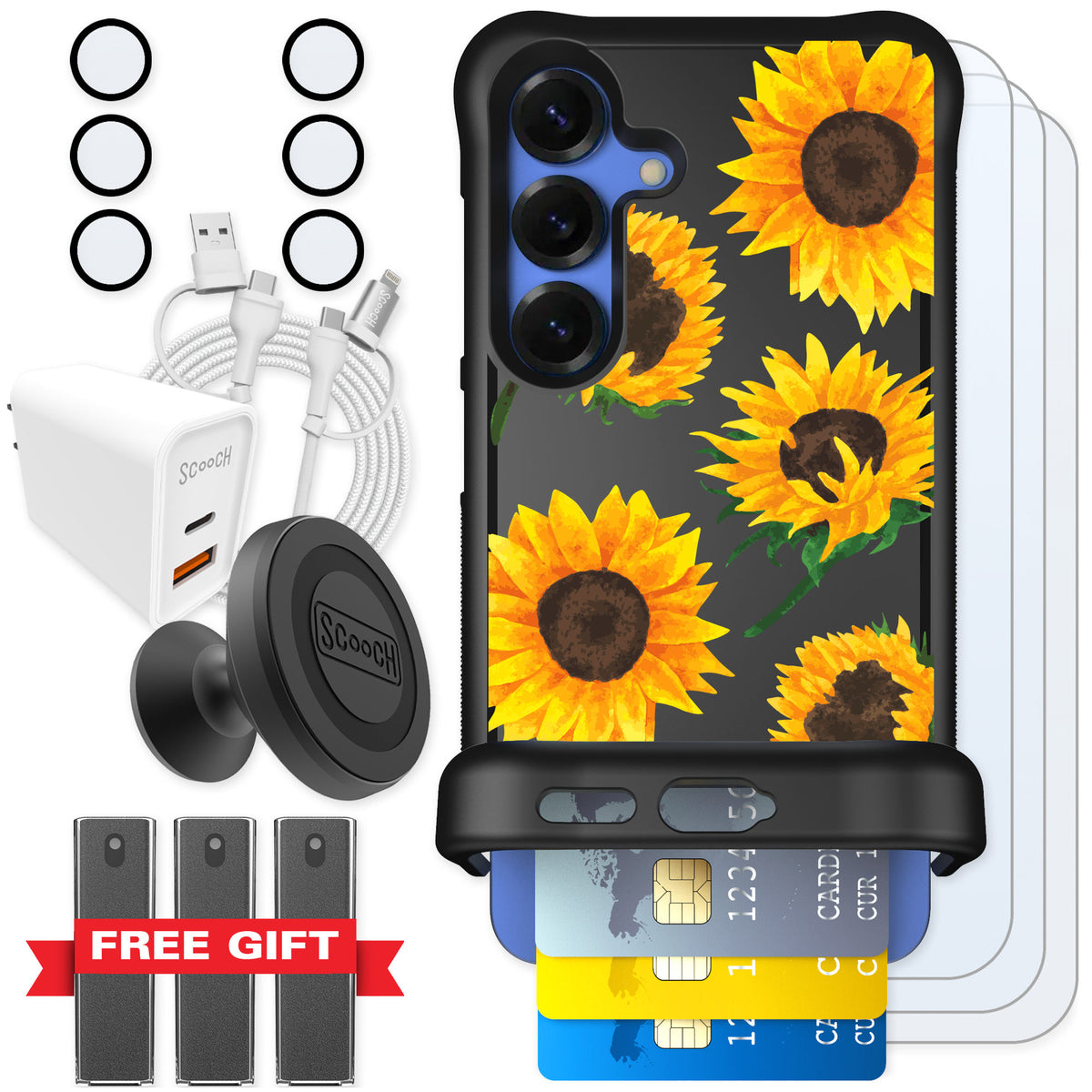 Scooch Wingmate Sunflower Frenzy for Galaxy S25 β Ultimate Bundle