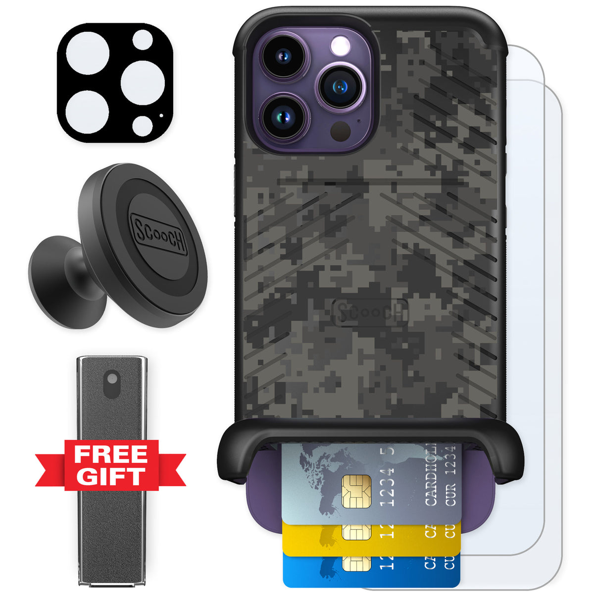 Scooch Wingmate Digi Camo for iPhone 14 Pro Max — Defender Bundle