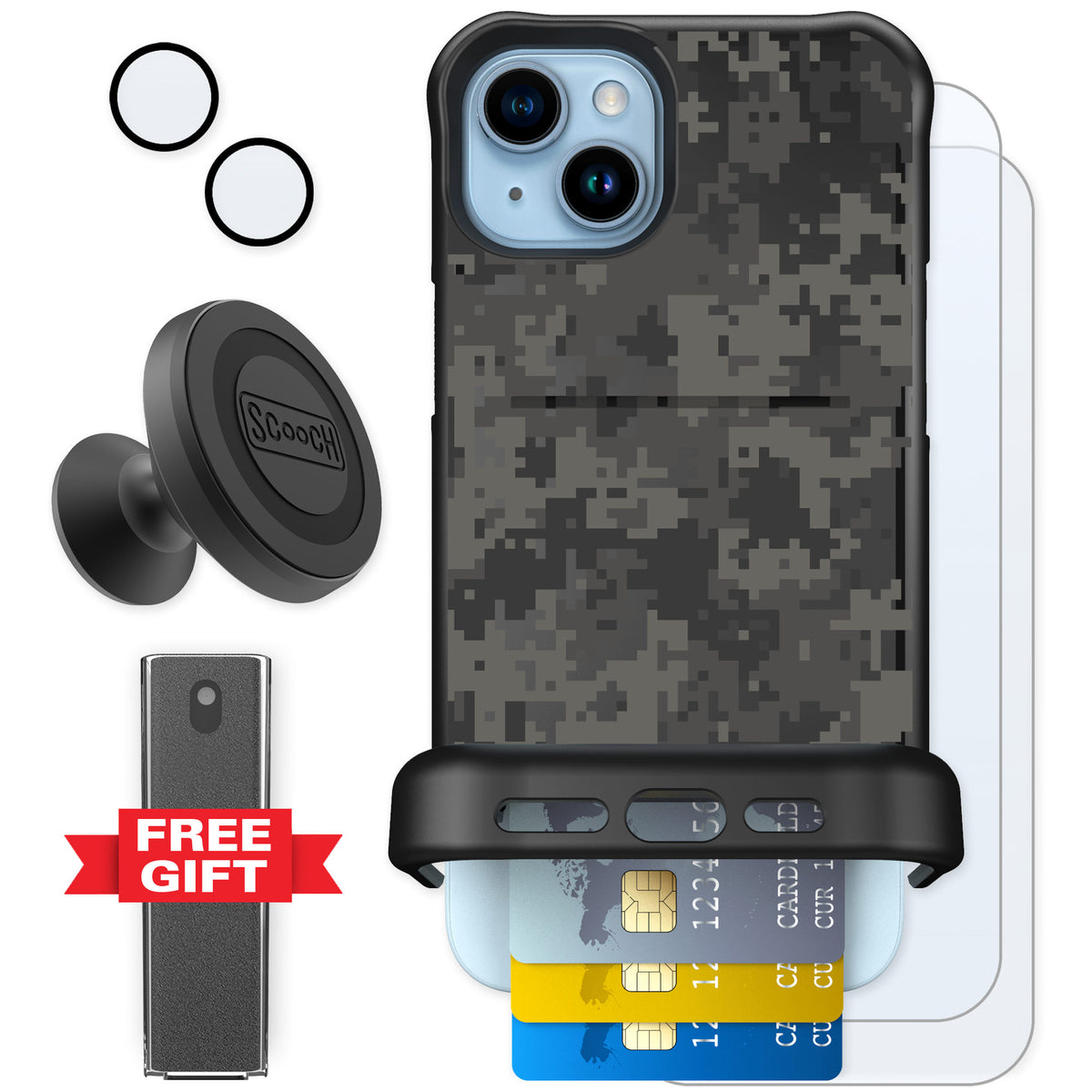 Scooch Wingmate Digi Camo for iPhone 14 Plus — Defender Bundle