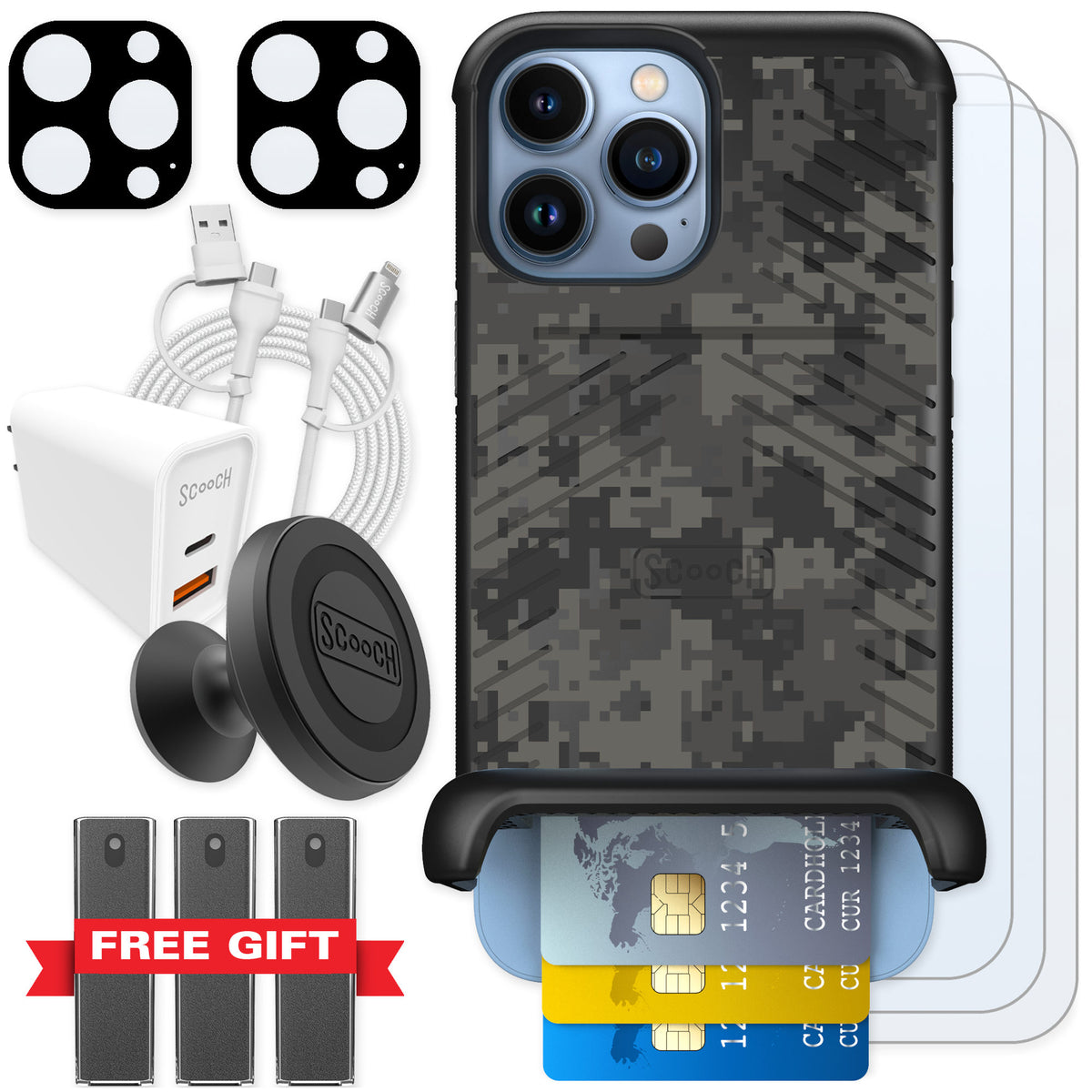 Scooch Wingmate Digi Camo for iPhone 13 Pro Max — Ultimate Bundle