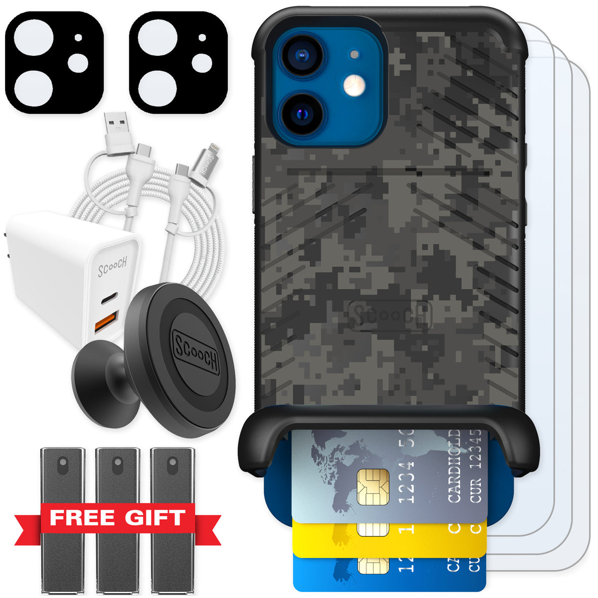 Scooch Wingmate Digi Camo for iPhone 12 — Ultimate Bundle