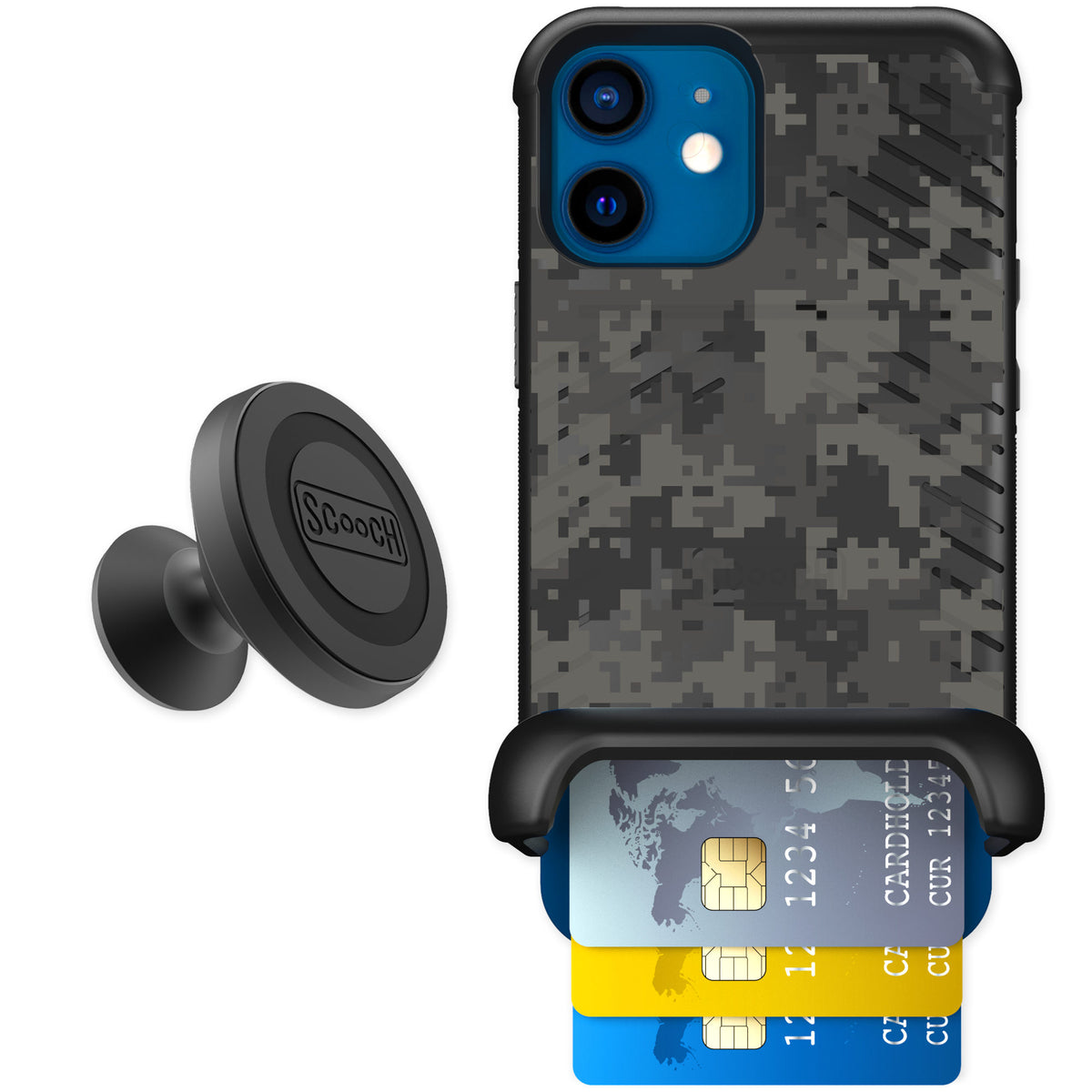 Scooch Wingmate Digi Camo for iPhone 12 mini — Starter Bundle