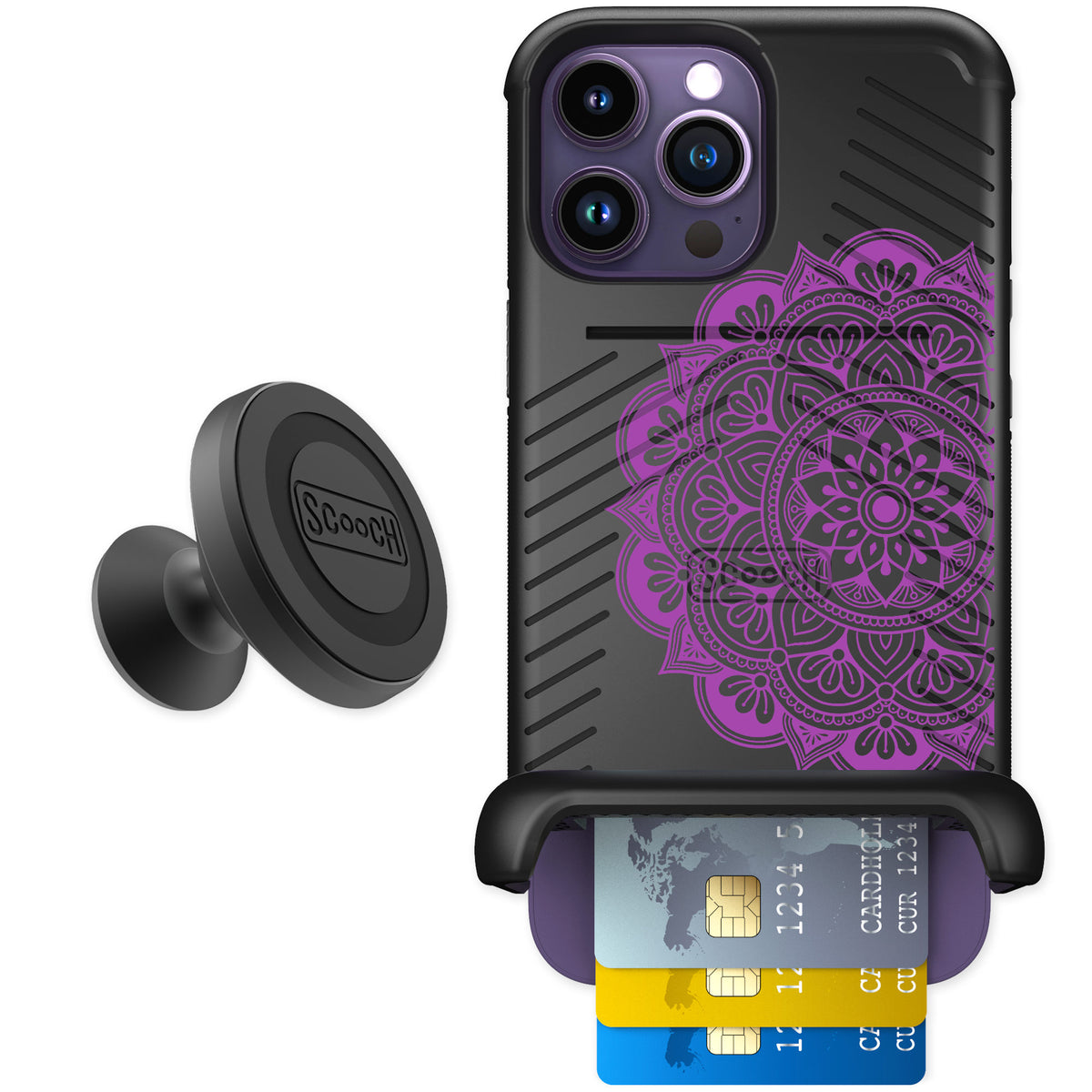 Scooch Wingmate Mandala Dreams for iPhone 14 Pro Max — Starter Bundle