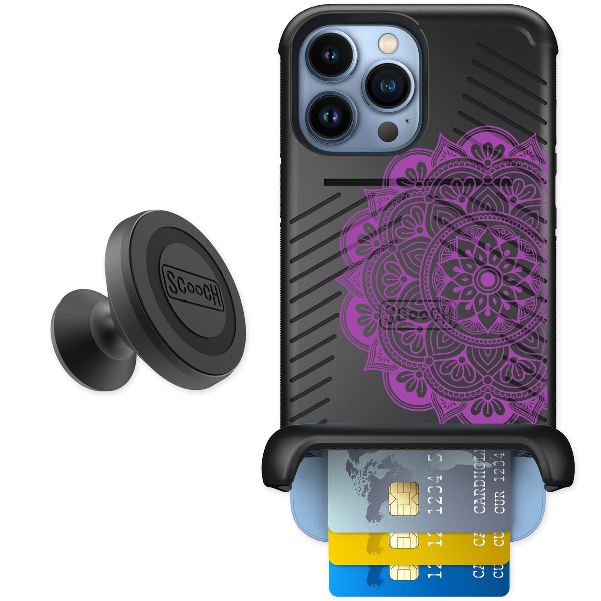 Scooch Wingmate Mandala Dreams for iPhone 13 Pro Max — Starter Bundle