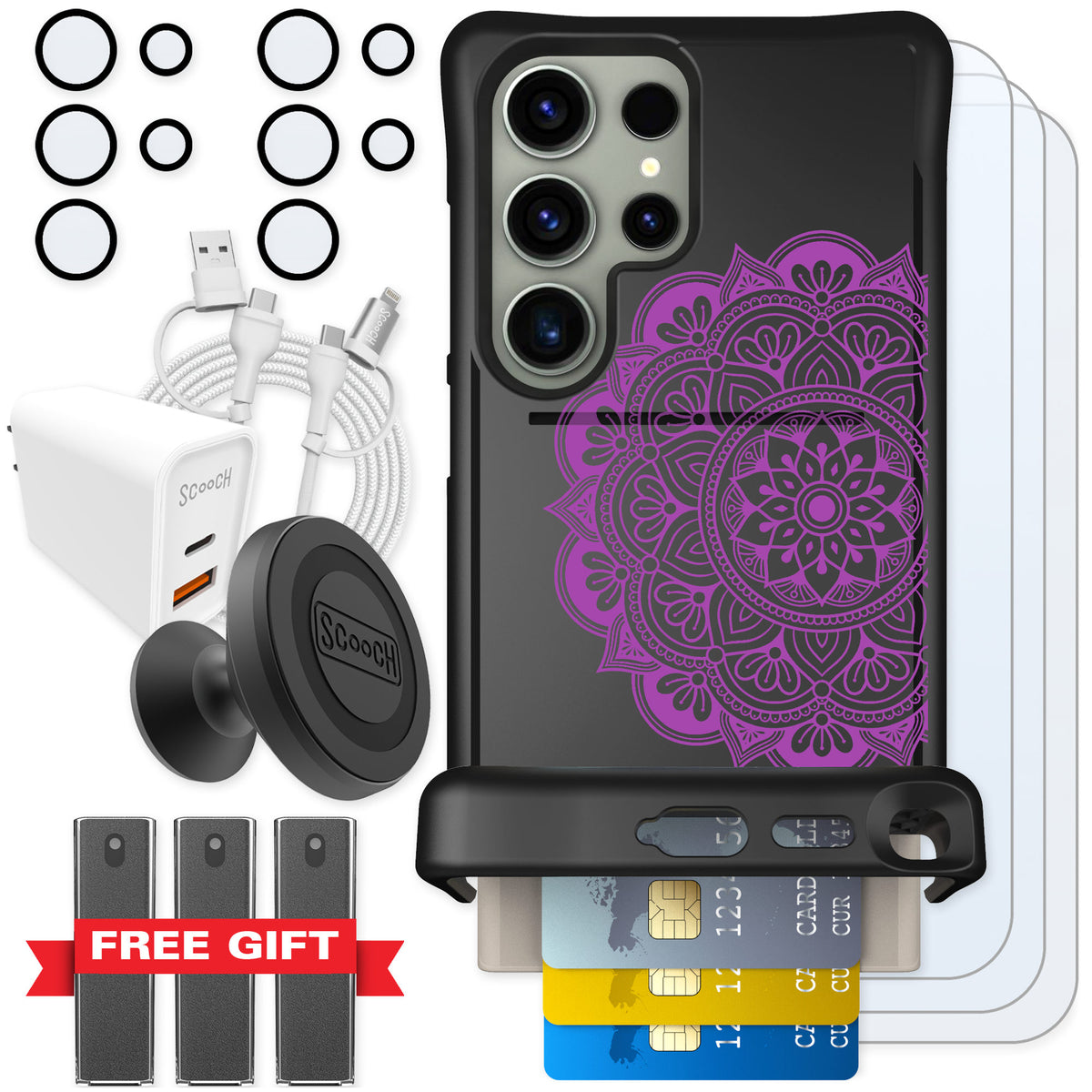 Scooch Wingmate Mandala Dreams for Galaxy S24 Ultra — Ultimate Bundle
