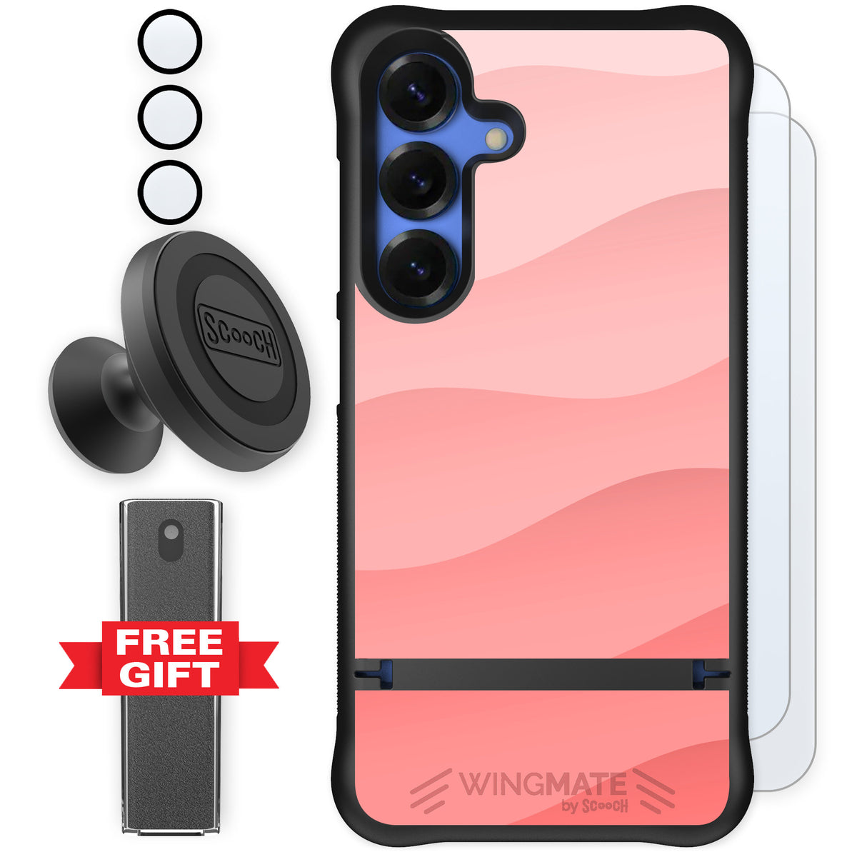 Scooch Wingmate Pink Waves for Galaxy S25 — Defender Bundle