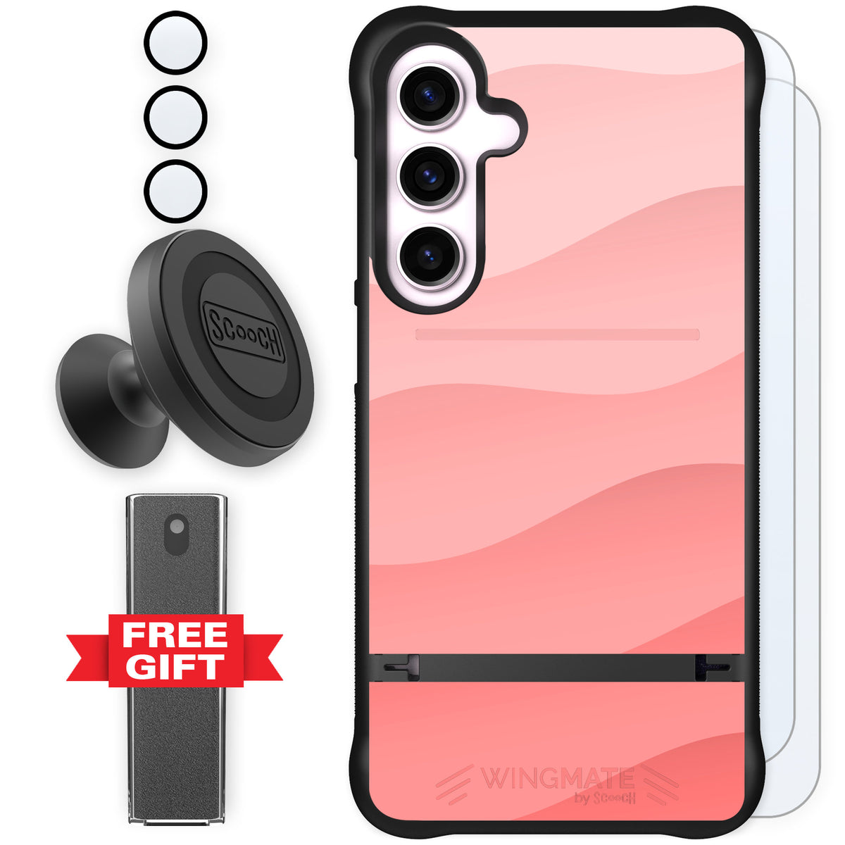 Scooch Wingmate Pink Waves for Galaxy S24+ — Defender Bundle