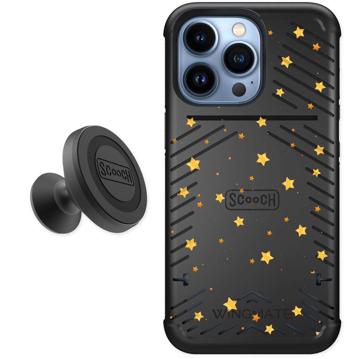 Scooch Wingmate Gold Stars for iPhone 13 Pro β Starter Bundle