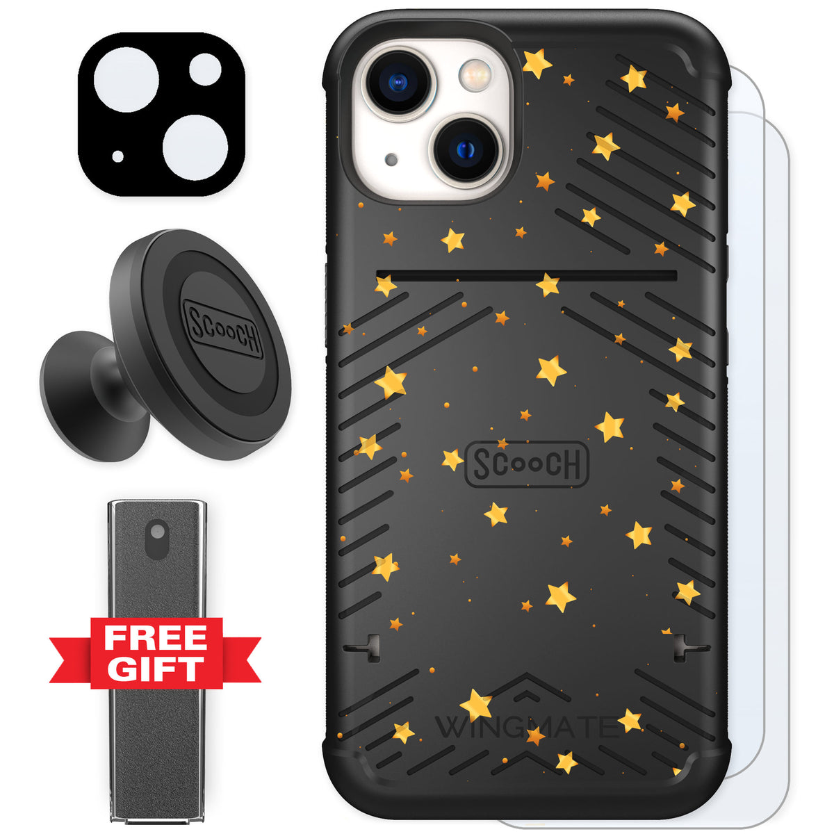 Scooch Wingmate Gold Stars for iPhone 13 β Defender Bundle