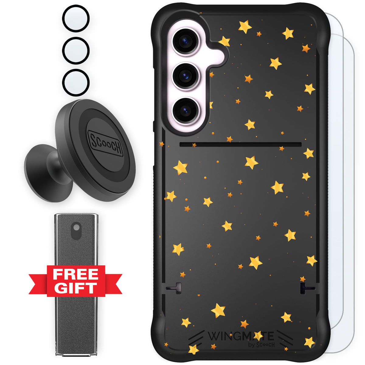 Scooch Wingmate Gold Stars for Galaxy S24+ β Defender Bundle