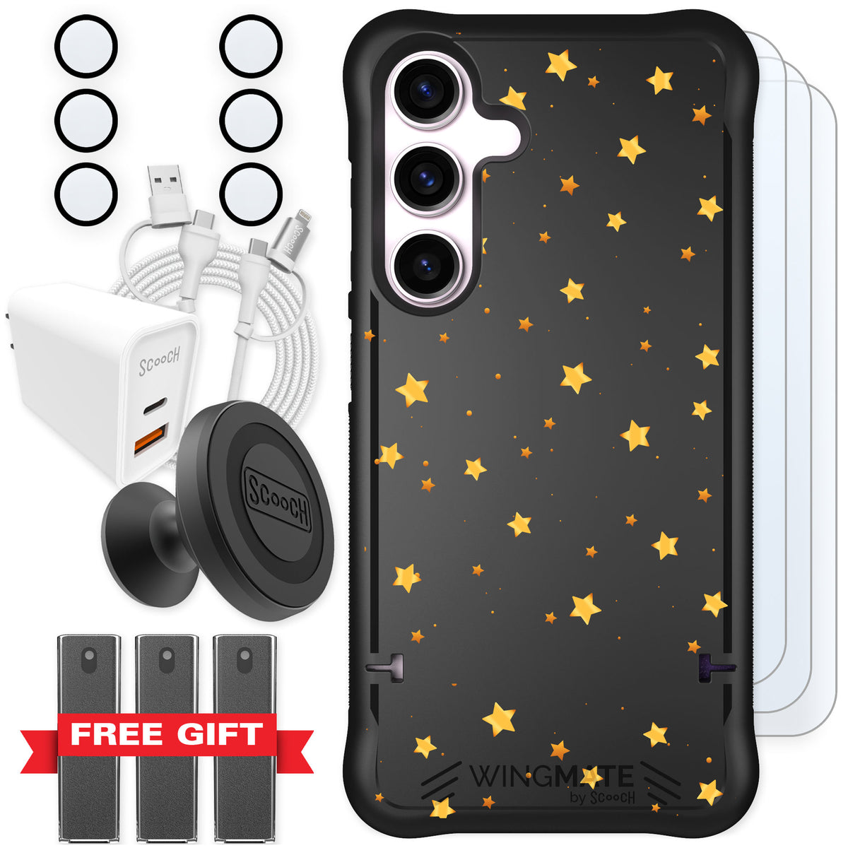 Scooch Wingmate Gold Stars for Galaxy S24 β Ultimate Bundle