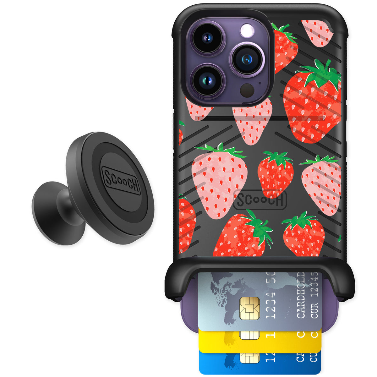 Scooch Wingmate Strawberry Fields for iPhone 14 Pro — Starter Bundle