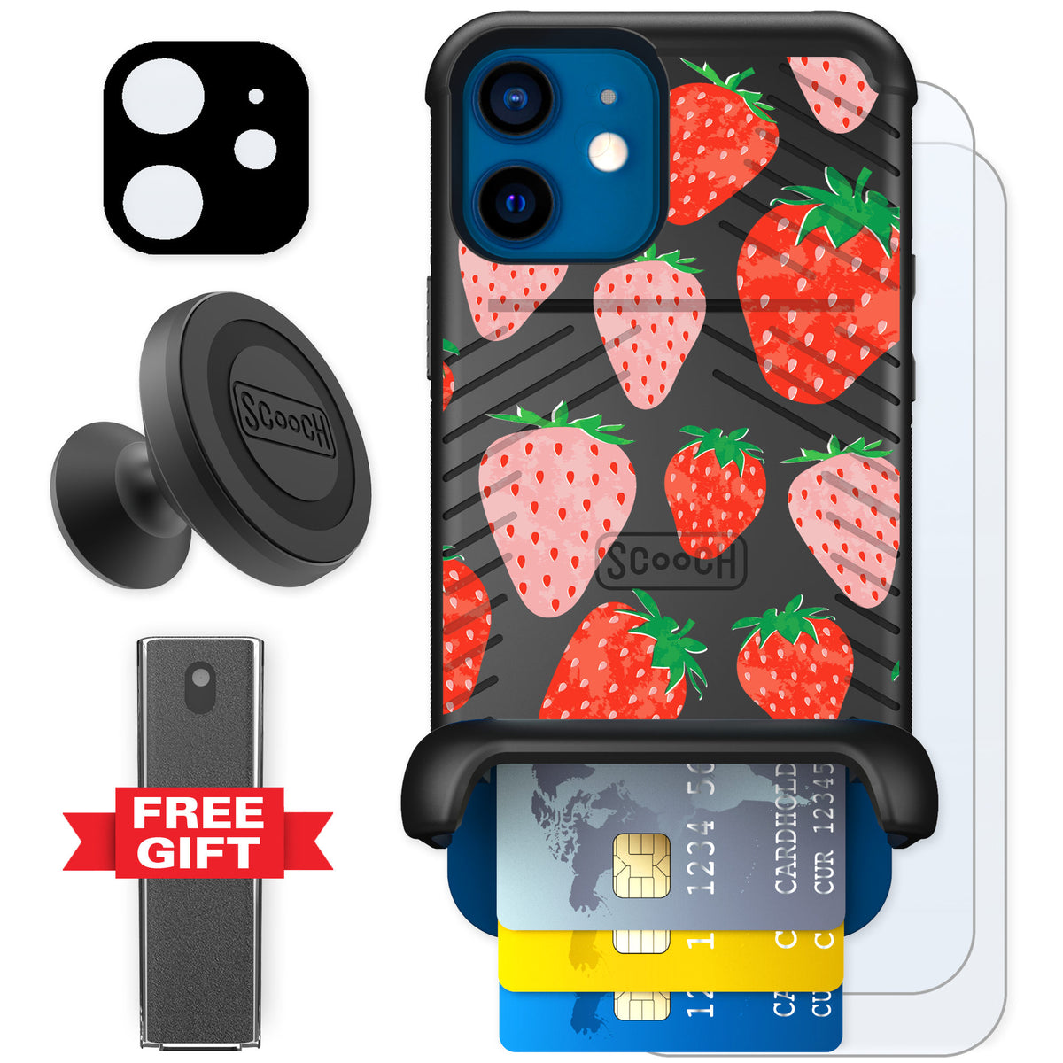 Scooch Wingmate Strawberry Fields for iPhone 12 — Defender Bundle