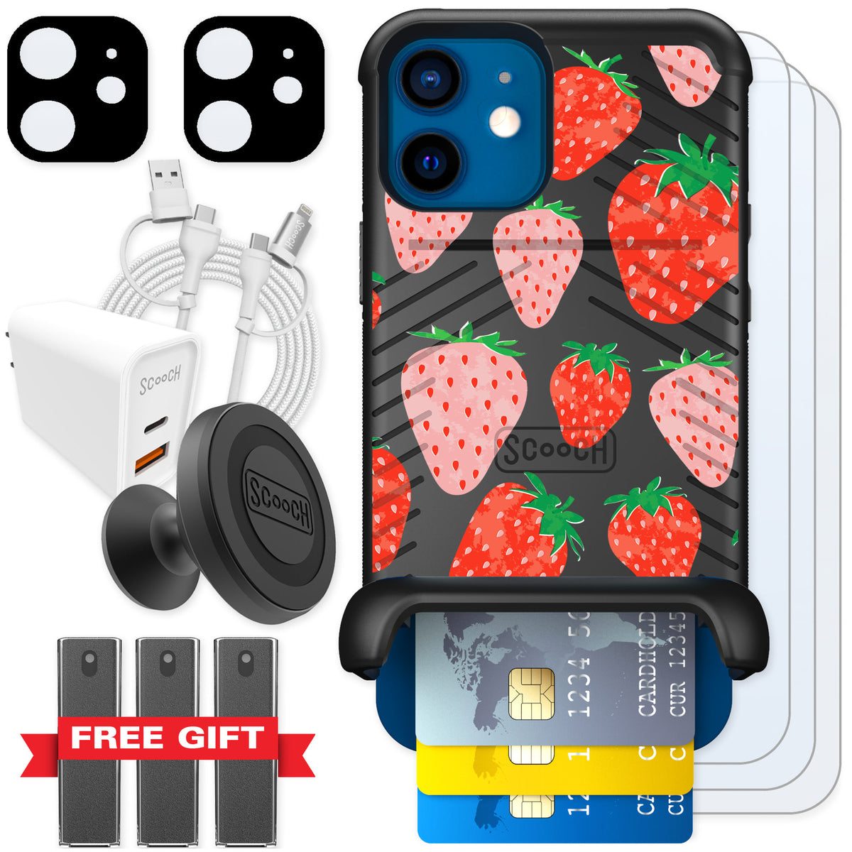 Scooch Wingmate Strawberry Fields for iPhone 12 — Ultimate Bundle