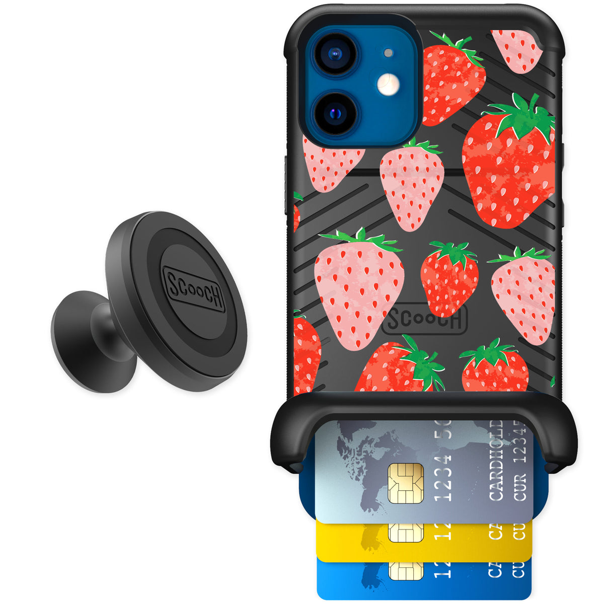 Scooch Wingmate Strawberry Fields for iPhone 12 mini — Starter Bundle