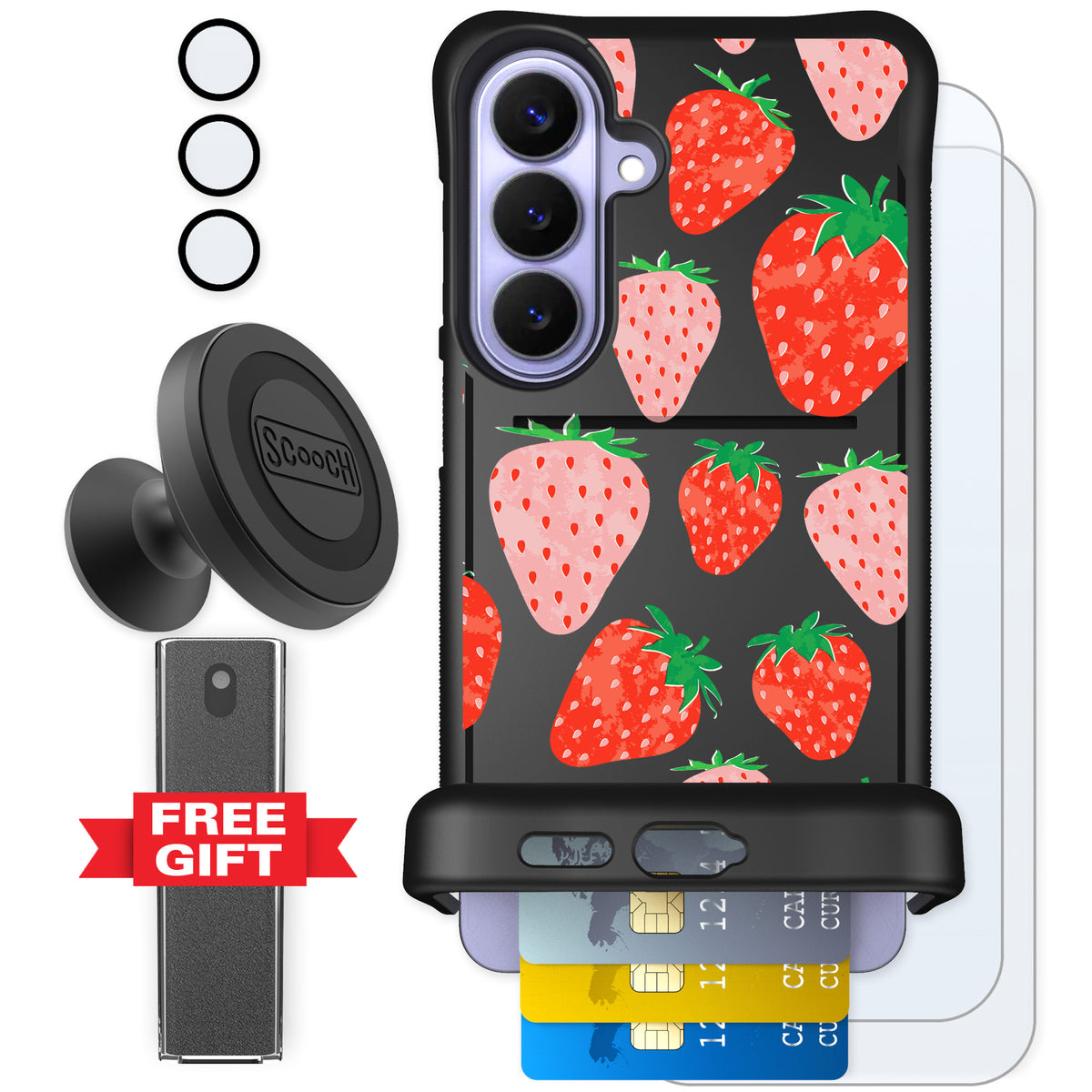 Scooch Wingmate Strawberry Fields for Galaxy S26+ — Defender Bundle