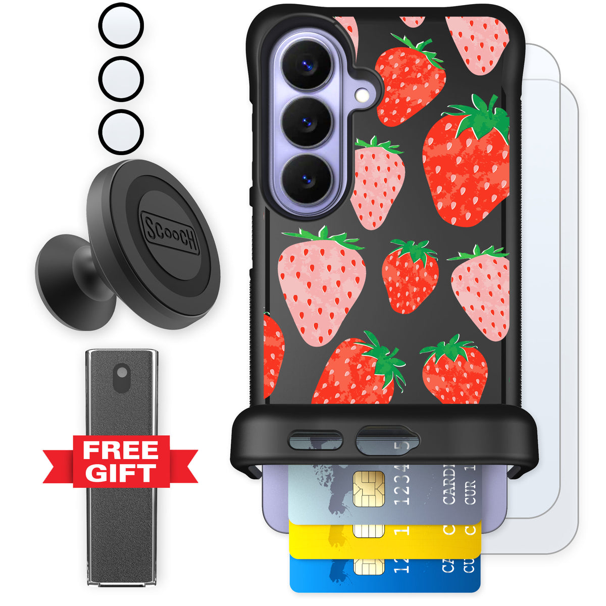 Scooch Wingmate Strawberry Fields for Galaxy S26 — Defender Bundle
