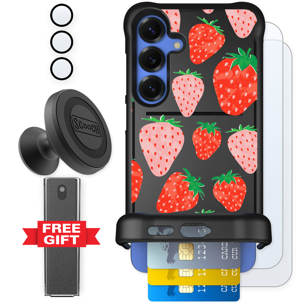 Scooch Wingmate Strawberry Fields for Galaxy S25+ — Defender Bundle