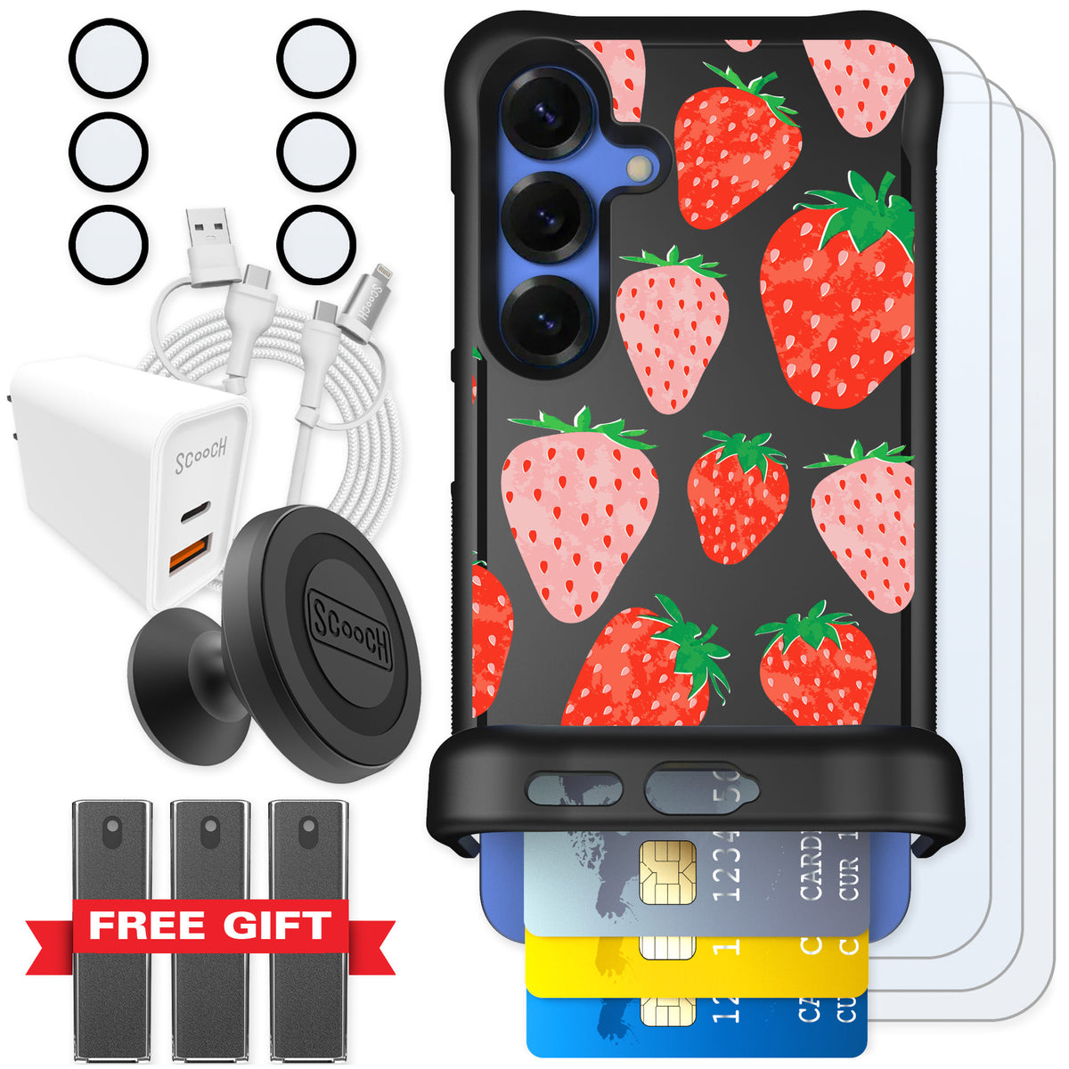Scooch Wingmate Strawberry Fields for Galaxy S25 — Ultimate Bundle