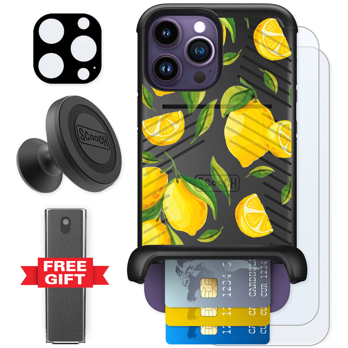 Scooch Wingmate Amalfi Lemons for iPhone 14 Pro Max — Defender Bundle