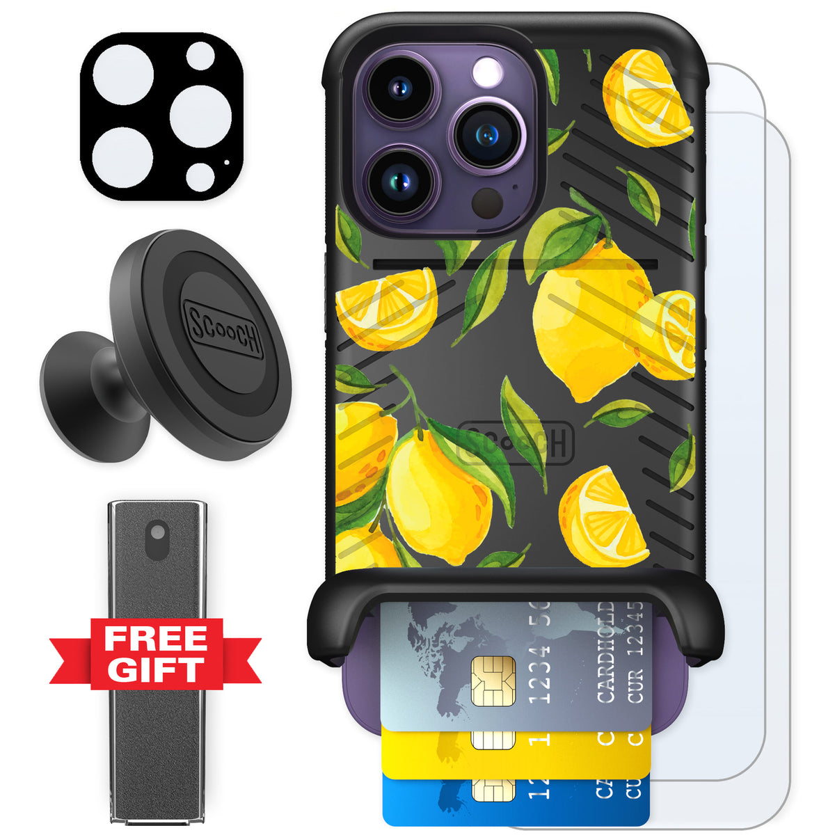 Scooch Wingmate Amalfi Lemons for iPhone 14 Pro — Defender Bundle