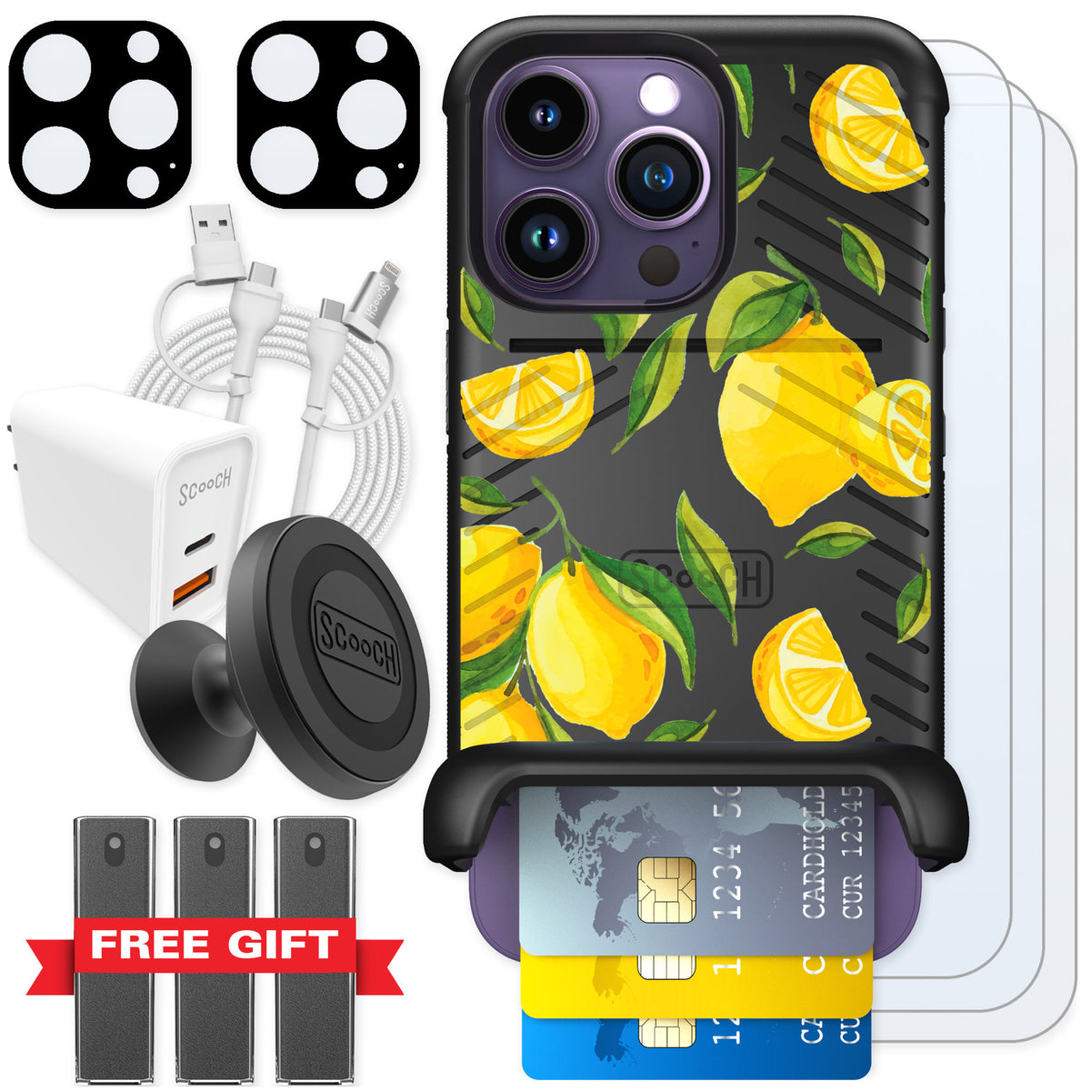 Scooch Wingmate Amalfi Lemons for iPhone 14 Pro — Ultimate Bundle