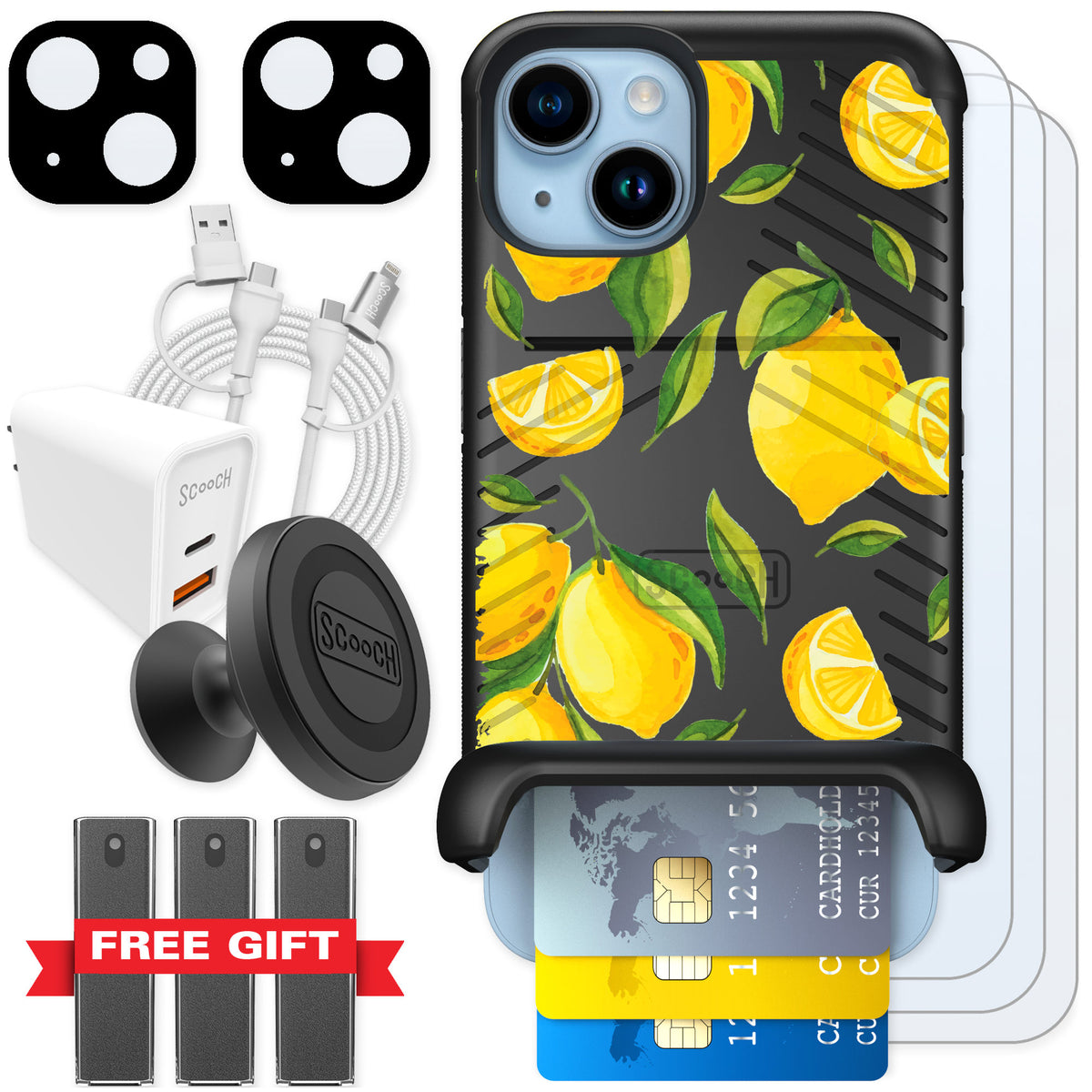 Scooch Wingmate Amalfi Lemons for iPhone 14 — Ultimate Bundle