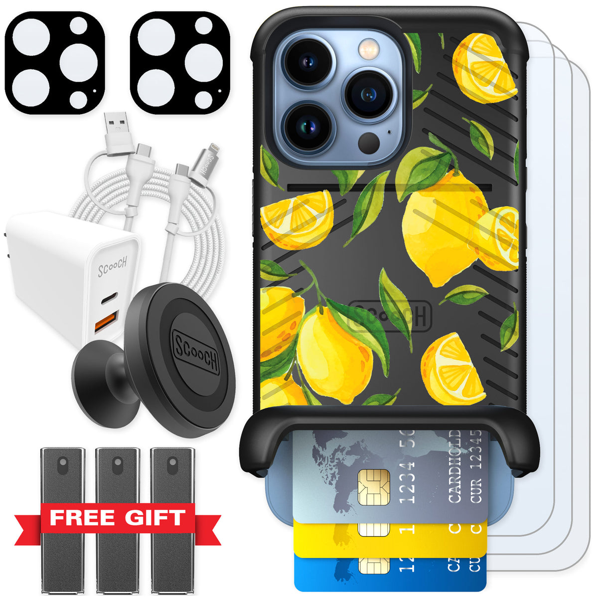 Scooch Wingmate Amalfi Lemons for iPhone 13 Pro — Ultimate Bundle