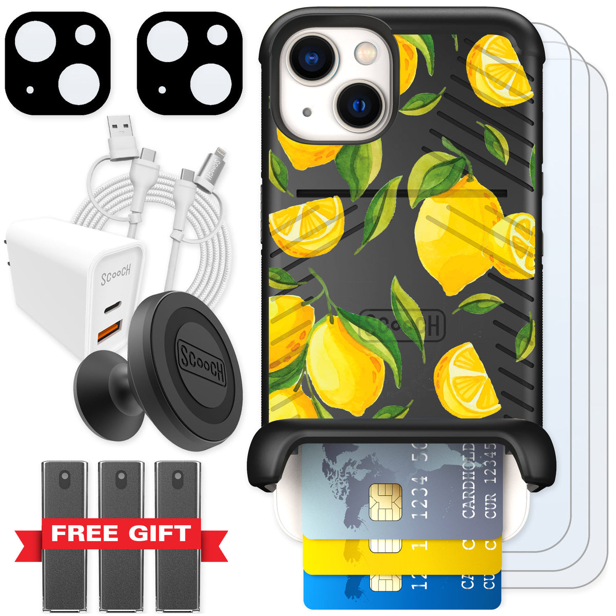 Scooch Wingmate Amalfi Lemons for iPhone 13 — Ultimate Bundle