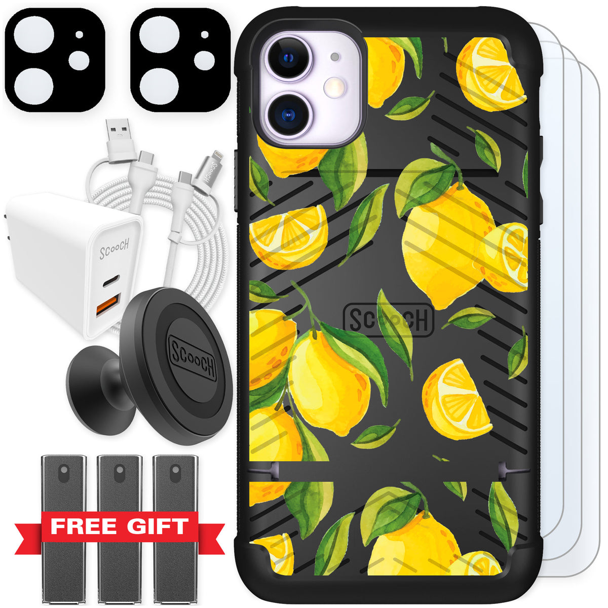 Scooch Wingmate Amalfi Lemons for iPhone 11 — Ultimate Bundle