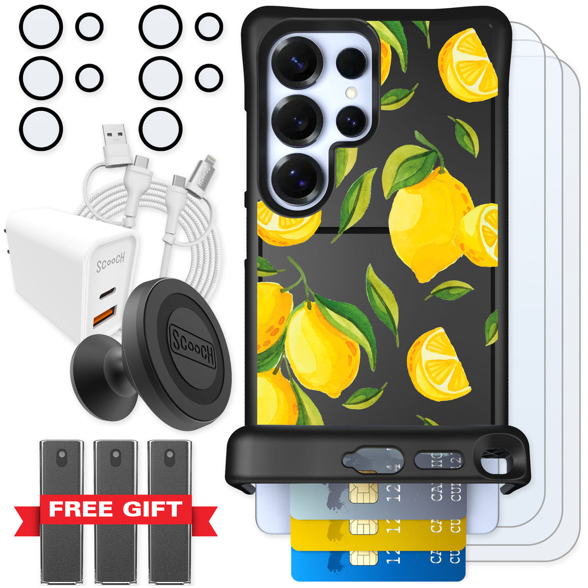 Scooch Wingmate Amalfi Lemons for Galaxy S25 Ultra — Ultimate Bundle