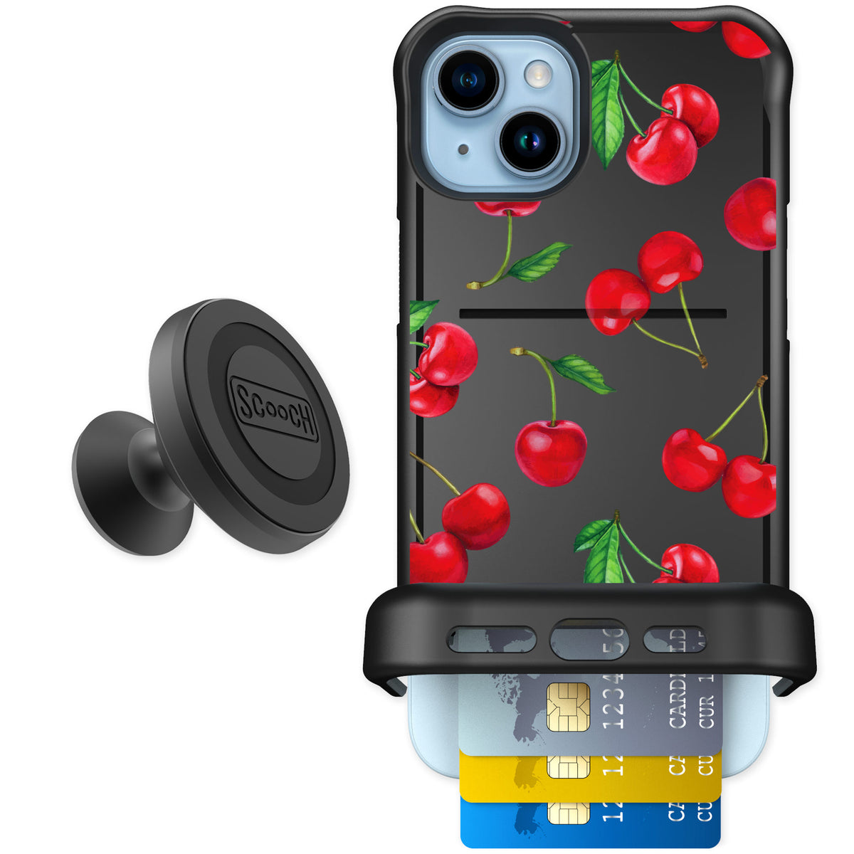 Scooch Wingmate Very Cherry for iPhone 15 Plus — Starter Bundle