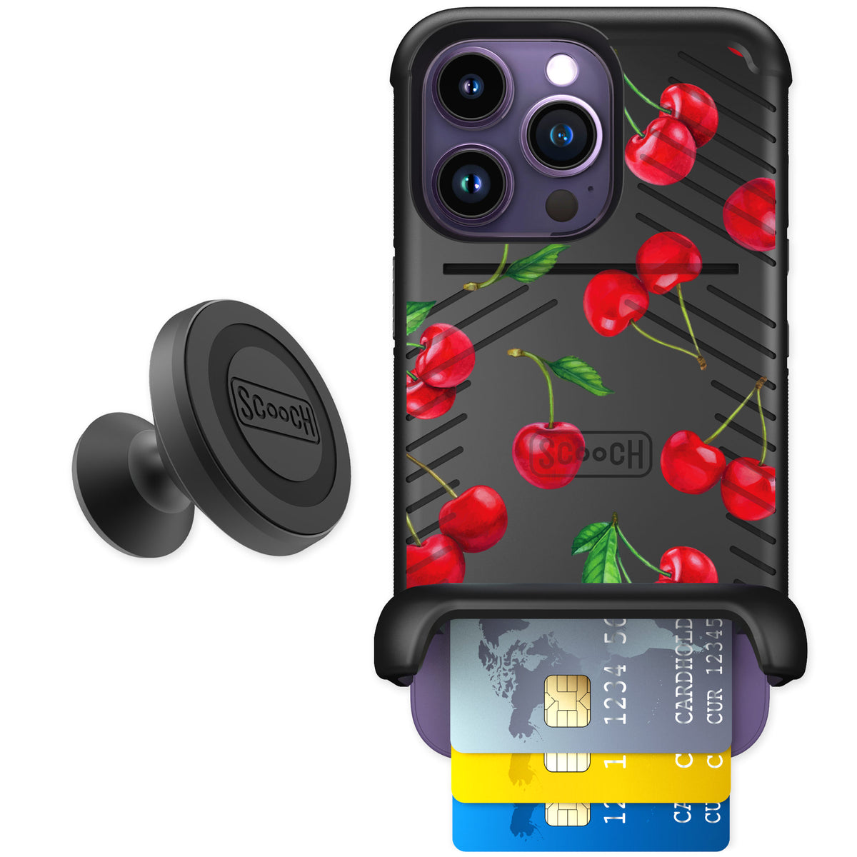 Scooch Wingmate Very Cherry for iPhone 14 Pro — Starter Bundle