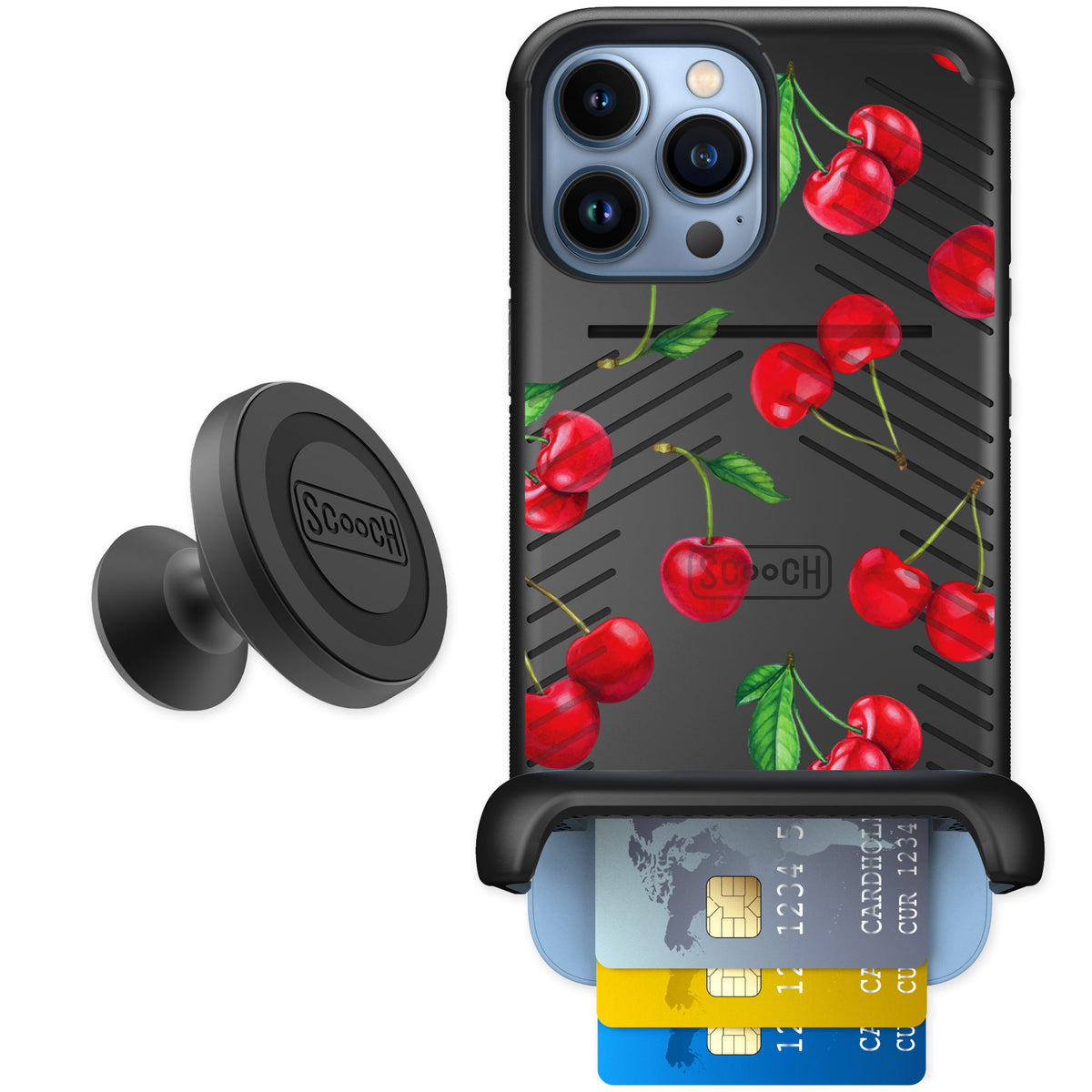 Scooch Wingmate Very Cherry for iPhone 13 Pro Max — Starter Bundle